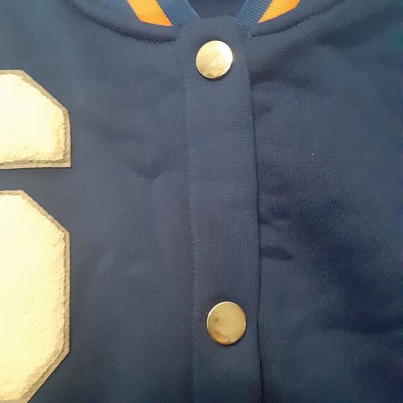 Shein Curve Jacket Women 4XL Blue Orange Varsity Bomber Button Up - Picture 3 of 7